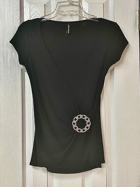 Jason Maxwell Black Women Short Sleeve Top Blouse Small